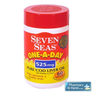 Seven Seas One A Day 525mg Pure Cod Liver Oil With Vitamin A D & E 60 Capsules